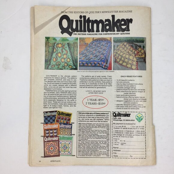 Vintage Quilters Newsletter Magazine Feb 1985 Issue 169 Quilt Patterns Victorian - Picture 9 of 9